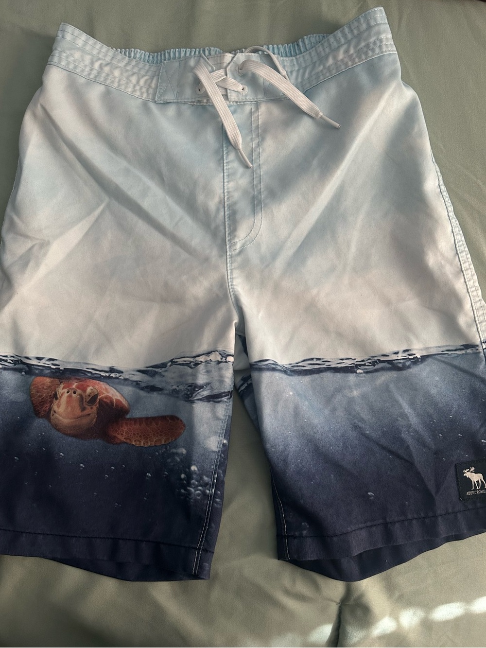 abercrombie kids Light Blue Swim Trunks with Drawstring